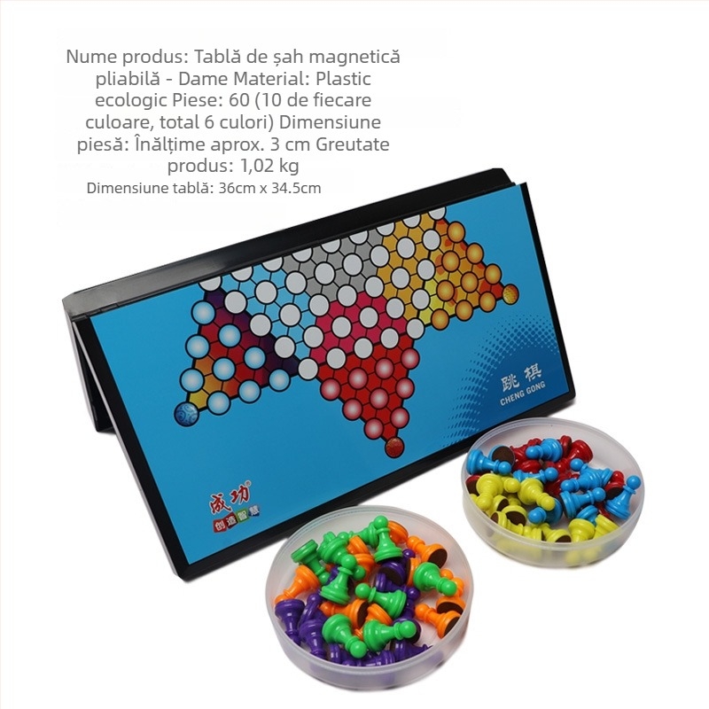 Tabelă magnetică pliabilă pentru Go, șah chinezesc și checkers, portabilă – joc educativ de masă pentru copii