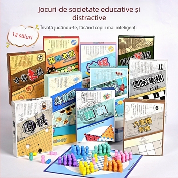 Set portabil de jocuri de masă pentru copii — Flying Checkers, Beast Chess, Șah Chinezesc, Snake Chess, Steag Militar și Go