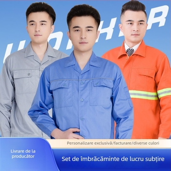 Set de echipament de lucru pentru bărbați, vară, ușor, cu mâneci lungi, pentru șantier, fabrică și atelier – îmbrăcăminte de protecție durabilă