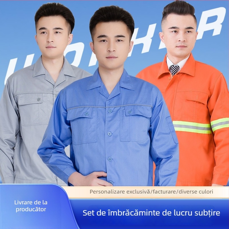 Set de echipament de lucru pentru bărbați, vară, ușor, cu mâneci lungi, pentru șantier, fabrică și atelier – îmbrăcăminte de protecție durabilă