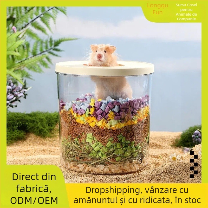 Cutie de explorare din acril, de mari dimensiuni, pentru hamster, cu casă transparentă de observare – jucărie pentru hamsterul auriu