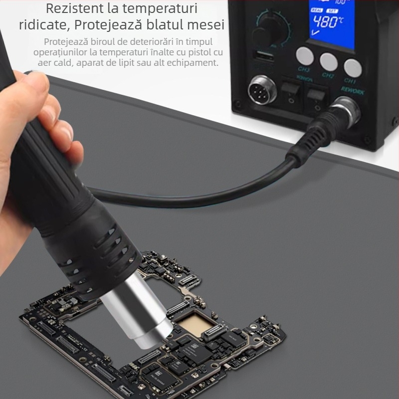 Covoraș antistatic din silicon pentru reparații telefoane și calculatoare, suprafață de lucru izolată, suport pentru pistol cu aer cald și fier de lipit