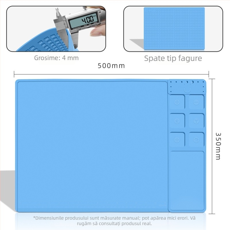 Covoraș antistatic din silicon pentru reparații telefoane și calculatoare, suprafață de lucru izolată, suport pentru pistol cu aer cald și fier de lipit
