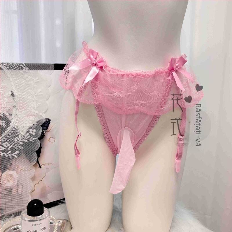 Tanga din dantelă, unisex, ultra-subțire, transparent, talie joasă, set