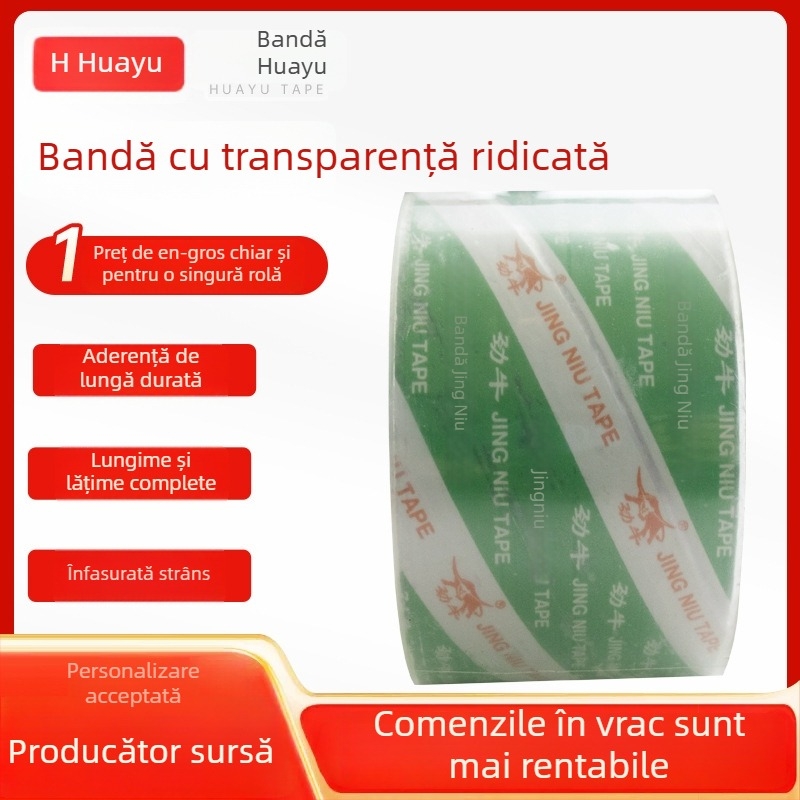 Bandă de ambalare transparentă, înaltă transparență, film BOPP, 4,5 cm x 100 m