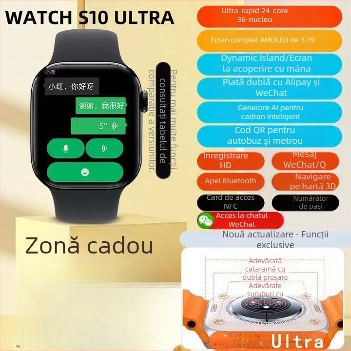 Ceas inteligent ultra-subțire S11 cu NFC, plăți duale, card de transport, navigare pe hartă, apeluri Bluetooth și sincronizare a mesajelor