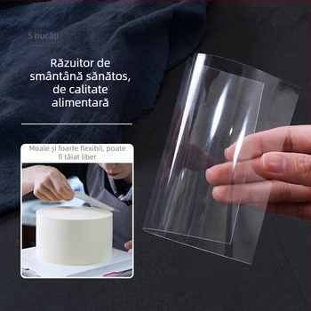 Set de 5 spatule transparente pentru tort, spatule din plastic în formă semicerc pentru întinderea cremei