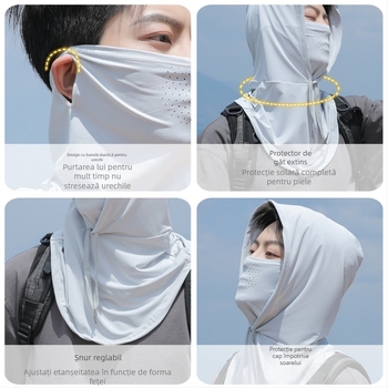 Mască de protecție solară pentru fața completă și gât, unisex, pentru condus și ciclism, respirabilă, subțire, protecție de cap de vară