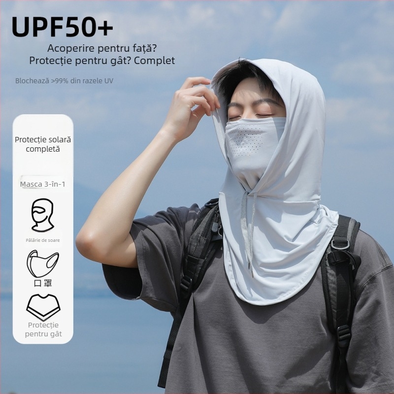 Mască de protecție solară pentru fața completă și gât, unisex, pentru condus și ciclism, respirabilă, subțire, protecție de cap de vară