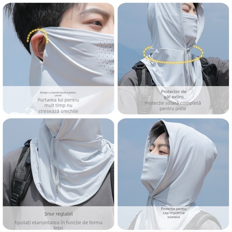 Mască de protecție solară pentru fața completă și gât, unisex, pentru condus și ciclism, respirabilă, subțire, protecție de cap de vară
