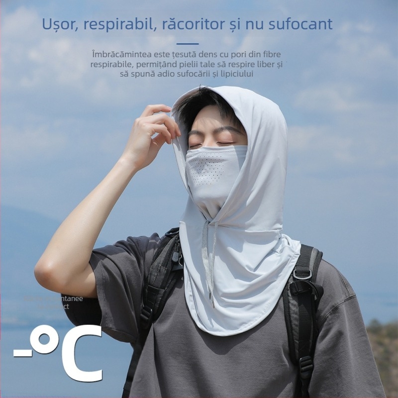 Mască de protecție solară pentru fața completă și gât, unisex, pentru condus și ciclism, respirabilă, subțire, protecție de cap de vară