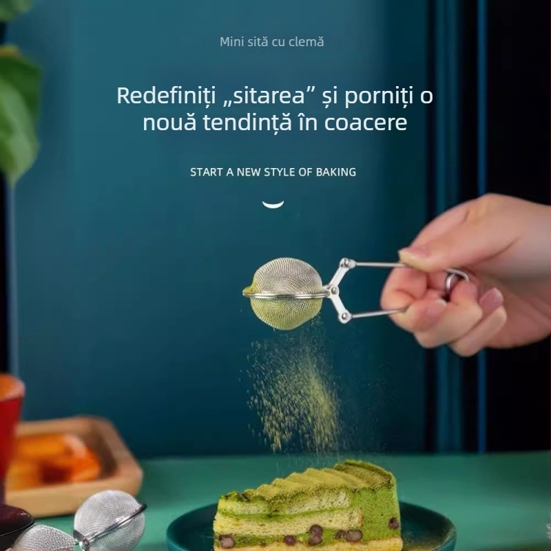 Cernător din oțel inoxidabil cu plasă ultrafină, pentru coacere, pudră de Matcha, cacao și zahăr