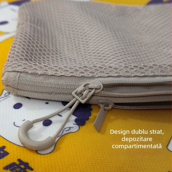 Geantă de machiaj în stil Muji, din poliester reciclat, husă de depozitare cu fermoar dublu, pentru călătorii