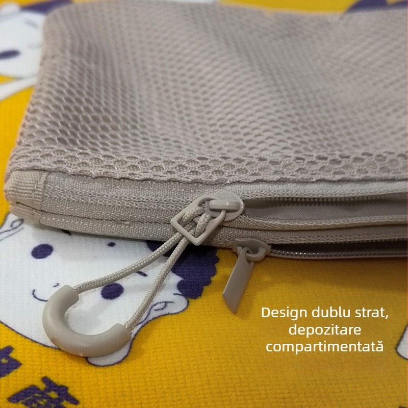 Geantă de machiaj în stil Muji, din poliester reciclat, husă de depozitare cu fermoar dublu, pentru călătorii