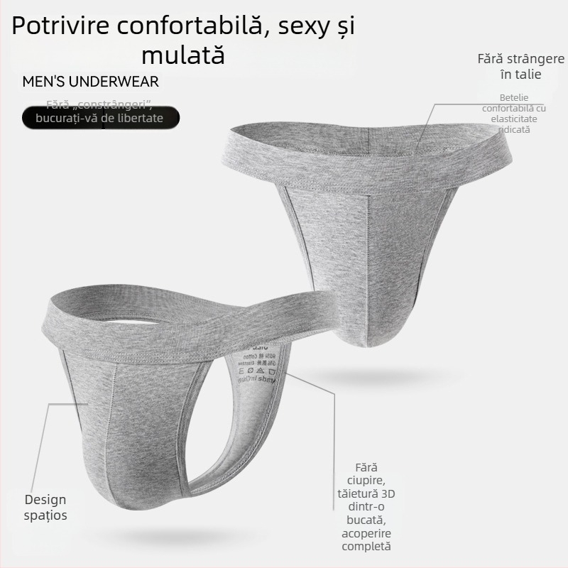 Tanga din bumbac pentru bărbați, talie joasă