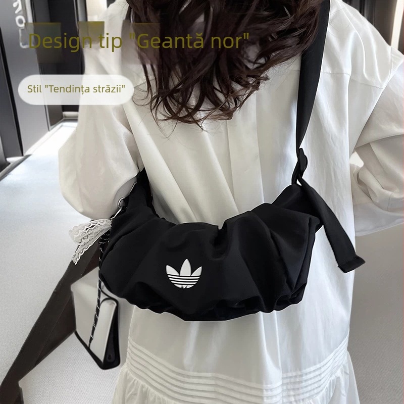 Geantă de damă cu trifoi, plisată, în formă de nor, nylon crossbody pentru utilizare zilnică