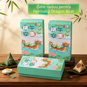 Cutie cadou originală 2026 pentru Festivalul Dragon Boat, cutie goală cu capac cu două părți, cutie cadou decorativă de lux, en gros