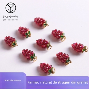 Pandantiv din granat în formă de strugure, cristal, lucrat manual, cercei și pandantiv pentru colier, accesorii bijuterii DIY