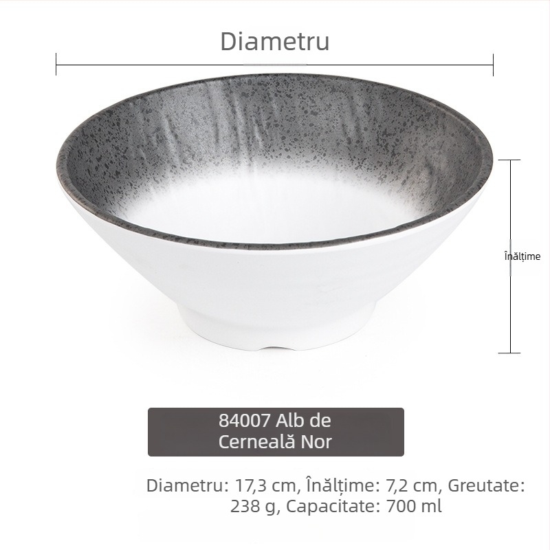 Bol melaminic imitație de porțelan, stil japonez, mare pentru restaurante, cu ramen de vită și supe