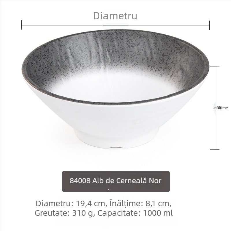 Bol melaminic imitație de porțelan, stil japonez, mare pentru restaurante, cu ramen de vită și supe