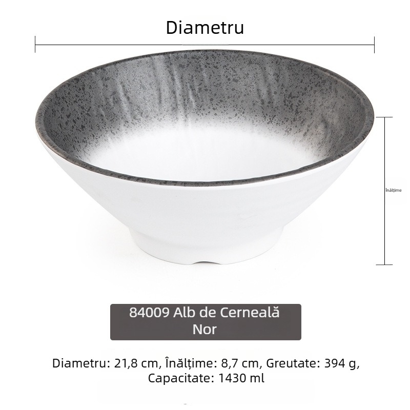 Bol melaminic imitație de porțelan, stil japonez, mare pentru restaurante, cu ramen de vită și supe