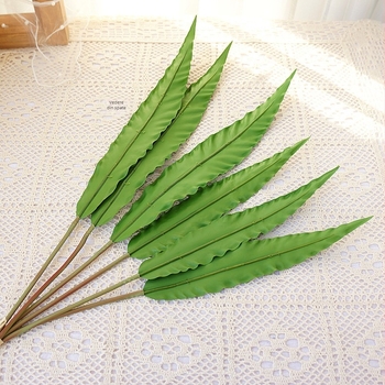 6 ramuri de frunze Bird's Nest Fern pentru materiale florale artificiale, aranjamente și decor de perete