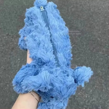 Elefant albastru din pluș, penar cu păpușă desen animat, capacitate mare, cutie ecologică pentru rechizite