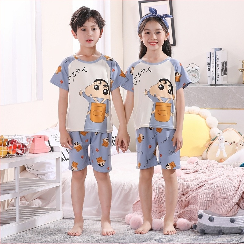 Set pijamale vară pentru băieți, mânecă scurtă, material ușor, imprimeu cu personaje