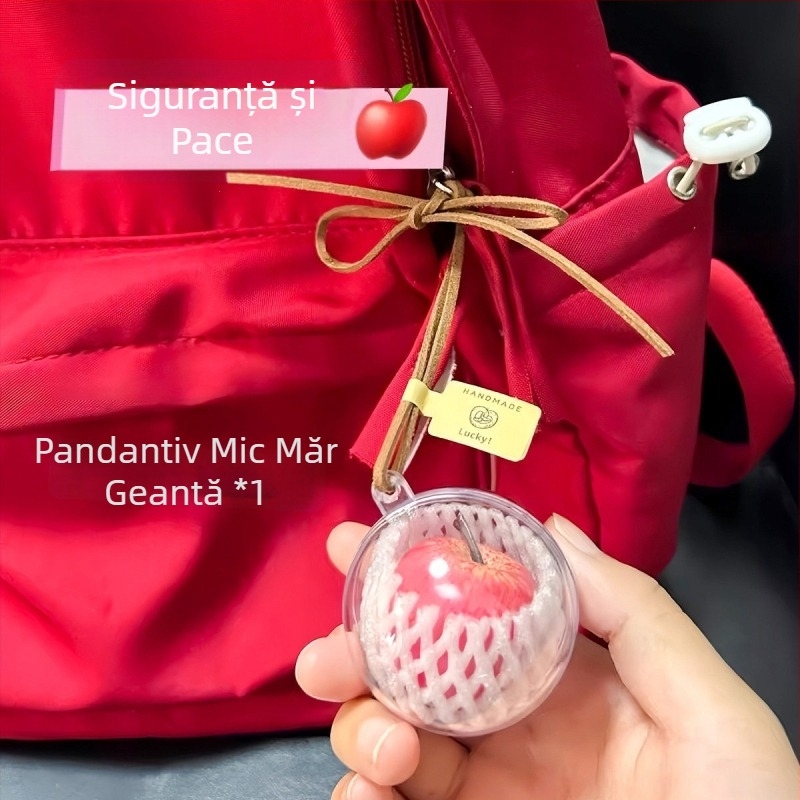 Pandantiv măr roșu pentru chei și geantă, ornament auto – cadou de Crăciun