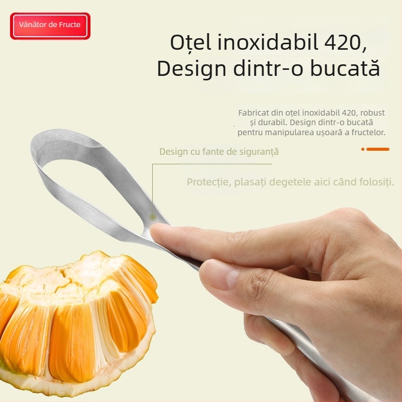 Cuțit din oțel inoxidabil, curbat, pentru deschiderea fructelor — instrument pentru scoaterea miezului și a sâmburilor