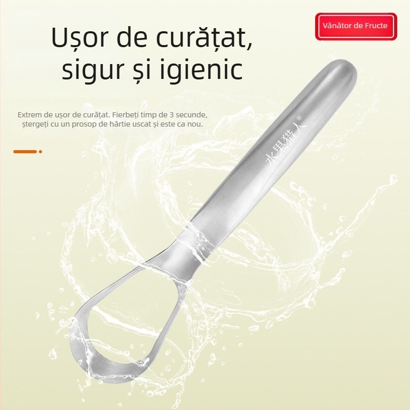Cuțit din oțel inoxidabil, curbat, pentru deschiderea fructelor — instrument pentru scoaterea miezului și a sâmburilor