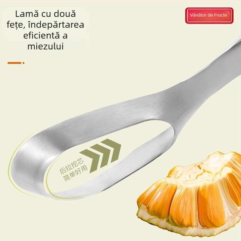 Cuțit din oțel inoxidabil, curbat, pentru deschiderea fructelor — instrument pentru scoaterea miezului și a sâmburilor