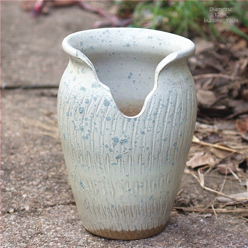 Ghiveci ceramic gros pentru flori, mare, vas subțire și înalt pentru suculente și bonsai cu trunchi vechi, decor colorat de grădină.
