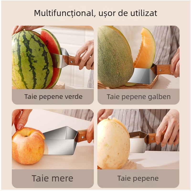 Tăietor din oțel inoxidabil pentru pepene și separator de fructe, felii triunghiulare