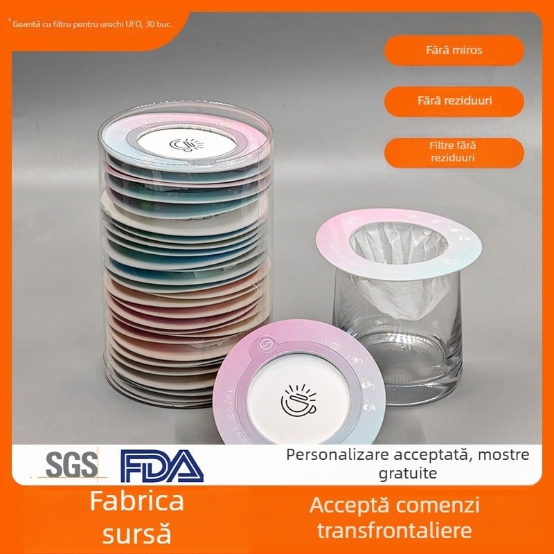 Set de filtre de cafea de unică utilizare pentru infuzie manuală, cu husă portabilă și filtre de hârtie