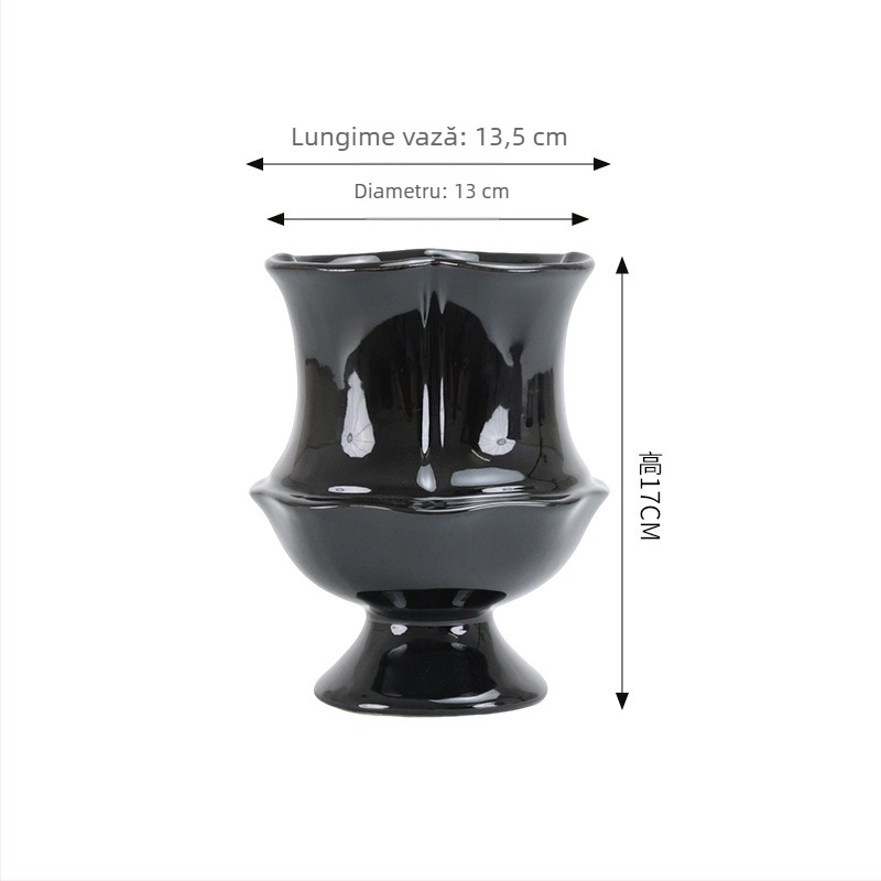 Ghiveci ceramic în stil franțuzesc, înalt, cu glazură lucioasă, design elegant, potrivit pentru Phalaenopsis și Monstera, ghiveci verde pentru decorul livingului