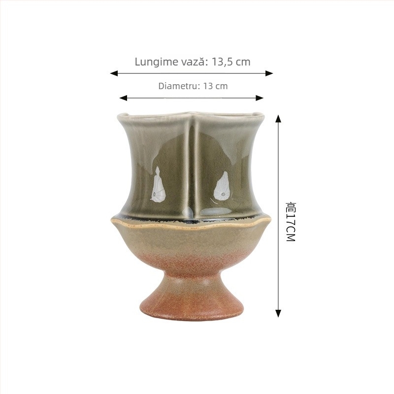 Ghiveci ceramic în stil franțuzesc, înalt, cu glazură lucioasă, design elegant, potrivit pentru Phalaenopsis și Monstera, ghiveci verde pentru decorul livingului