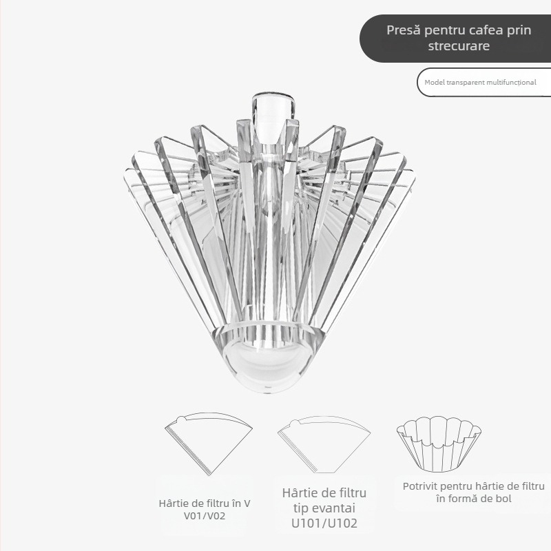 Presă pentru filtru de cafea pour-over V60, în formă U și V, tip bol universal