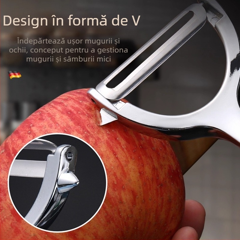 Curățător multifuncțional din oțel inoxidabil pentru cartofi, mere și fructe
