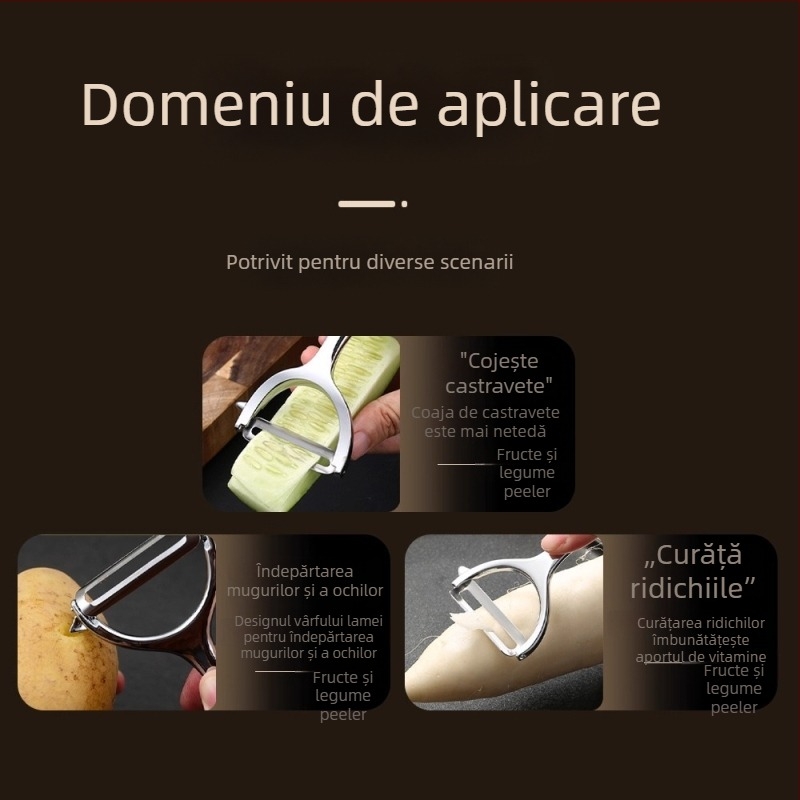 Curățător multifuncțional din oțel inoxidabil pentru cartofi, mere și fructe