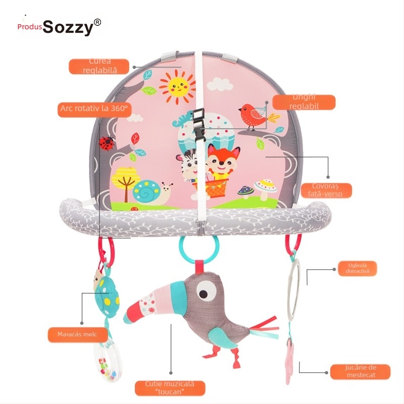 Sozzy pandant arc pentru nou-născut, jucărie liniștitoare pentru mașină și pătuț, jucărie educativă 0-1 ani