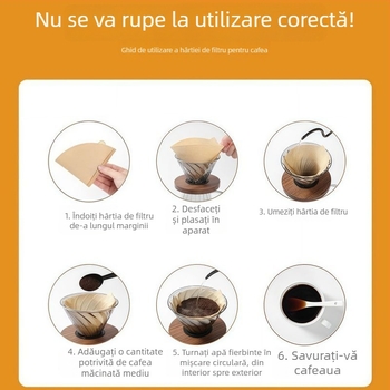 Hârtie de filtru pentru cafea în formă conică V60, pentru preparare manuală, de calitate alimentară
