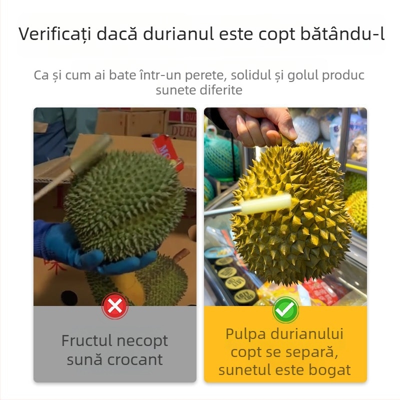 Instrument pentru deschiderea durianului, cu bețișor și clip