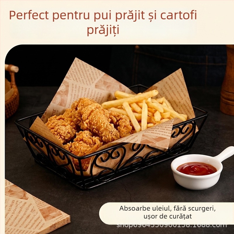 Hârtie absorbantă pentru ulei pentru alimente, hârtie de copt, de unică folosință, pentru pui prăjit, cartofi prăjiți și grătar