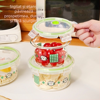 Cutie de prânz din sticlă ultra-ușoară, bol compatibil cu microunde cu capac, recipient sigilat, Bento cu fructe, bol de supă din sticlă, portabil