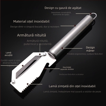 Curățător multifuncțional din oțel inoxidabil pentru curățare rapidă a fructelor și legumelor, ușor de utilizat, durabil, instrument practic de bucătărie