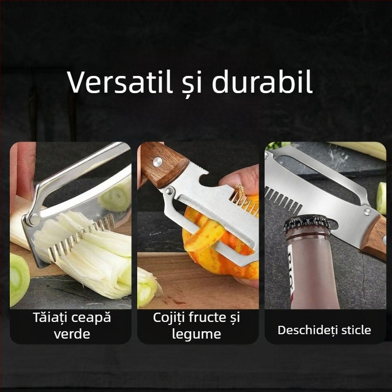 Cuțit de bucătărie din oțel inoxidabil, multifuncțional pentru ceapă și legume, tăietor în formă de floare de calmar, curățător de ceapă verde ascuțit