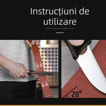 Pânză din piele, cu două fețe, pentru ascuțire și lustruire a cuțitelor, portabilă