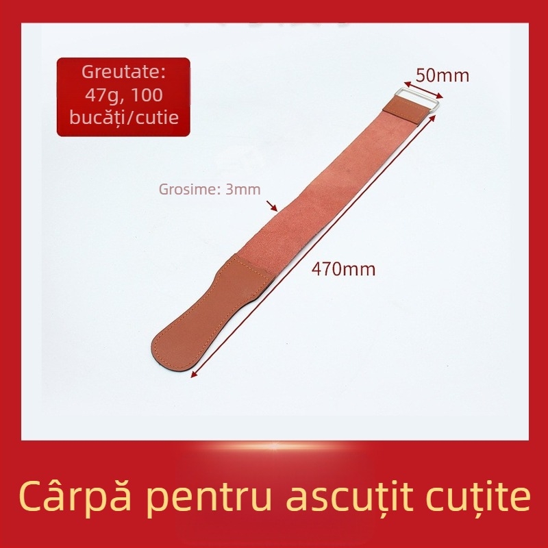 Pânză din piele, cu două fețe, pentru ascuțire și lustruire a cuțitelor, portabilă