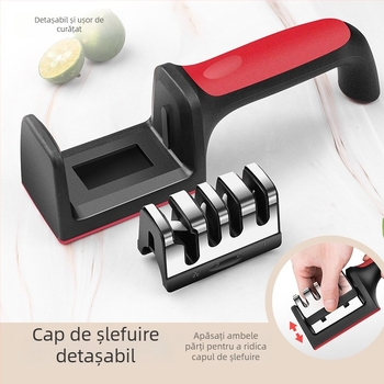 Ascuțitor de cuțite pentru uz casnic, piatră de ascuțit cu patru etape din oțel wolfram, instrument manual multifuncțional de ascuțire
